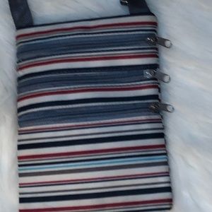 2/$15 BAGS-TODAY ONLY-
RED/WHITE/BLUE STRIPED NYLON CROSSBODY BAG